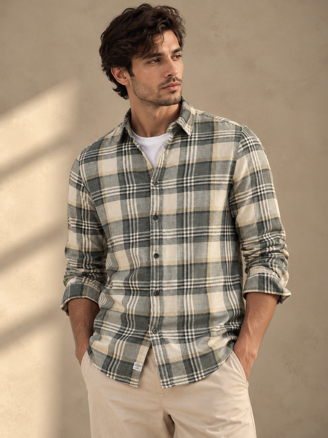 Men Cynthia Slub Check Shirt