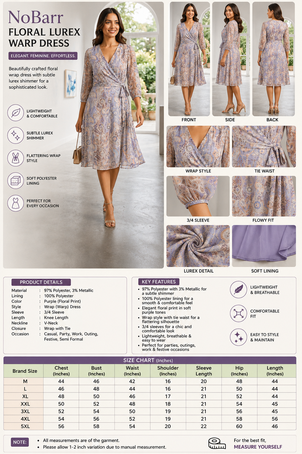 Women Multi Lurex Wrap Dress