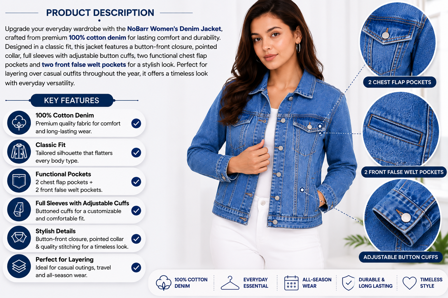 Women Blue Denim Jacket