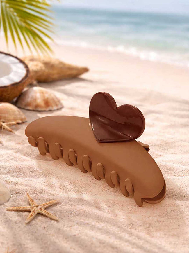 Brown Love Lock Claw Clip