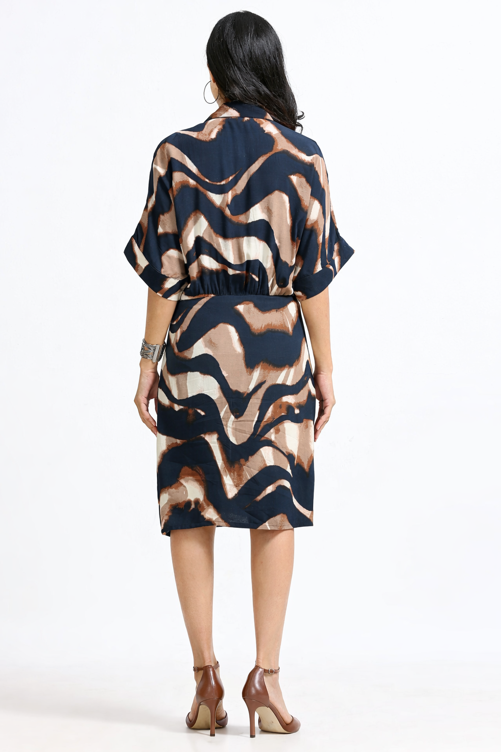 Women Viscose Brown Party Dress