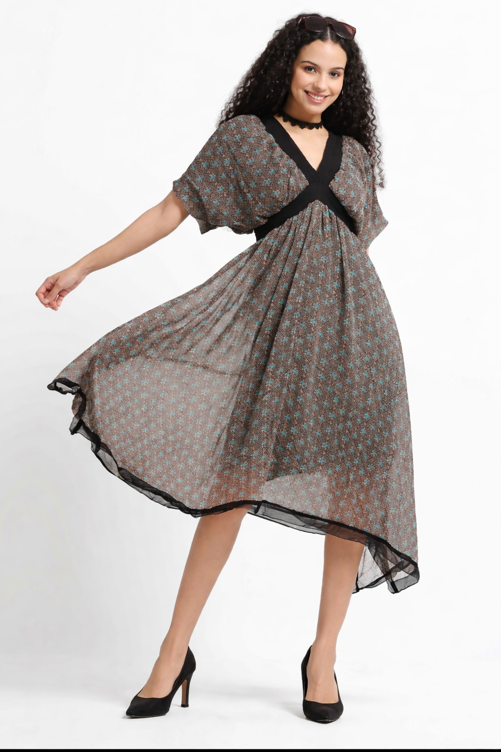 Women Flared High Low Hem Dress