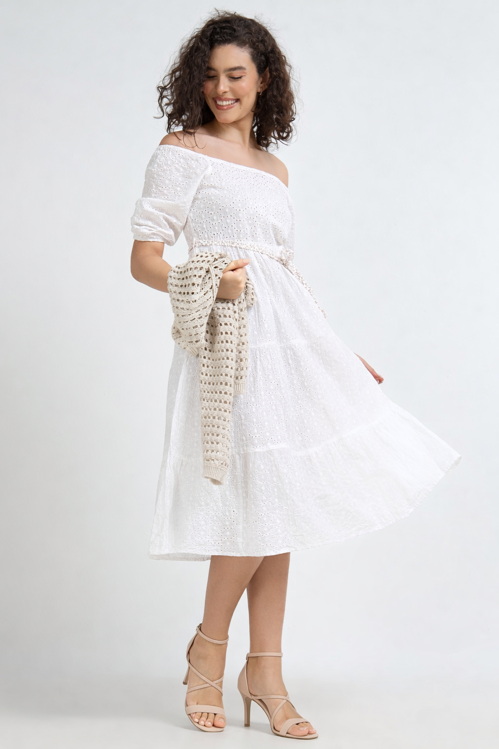 Women Schiffli Fit & Flare Dress