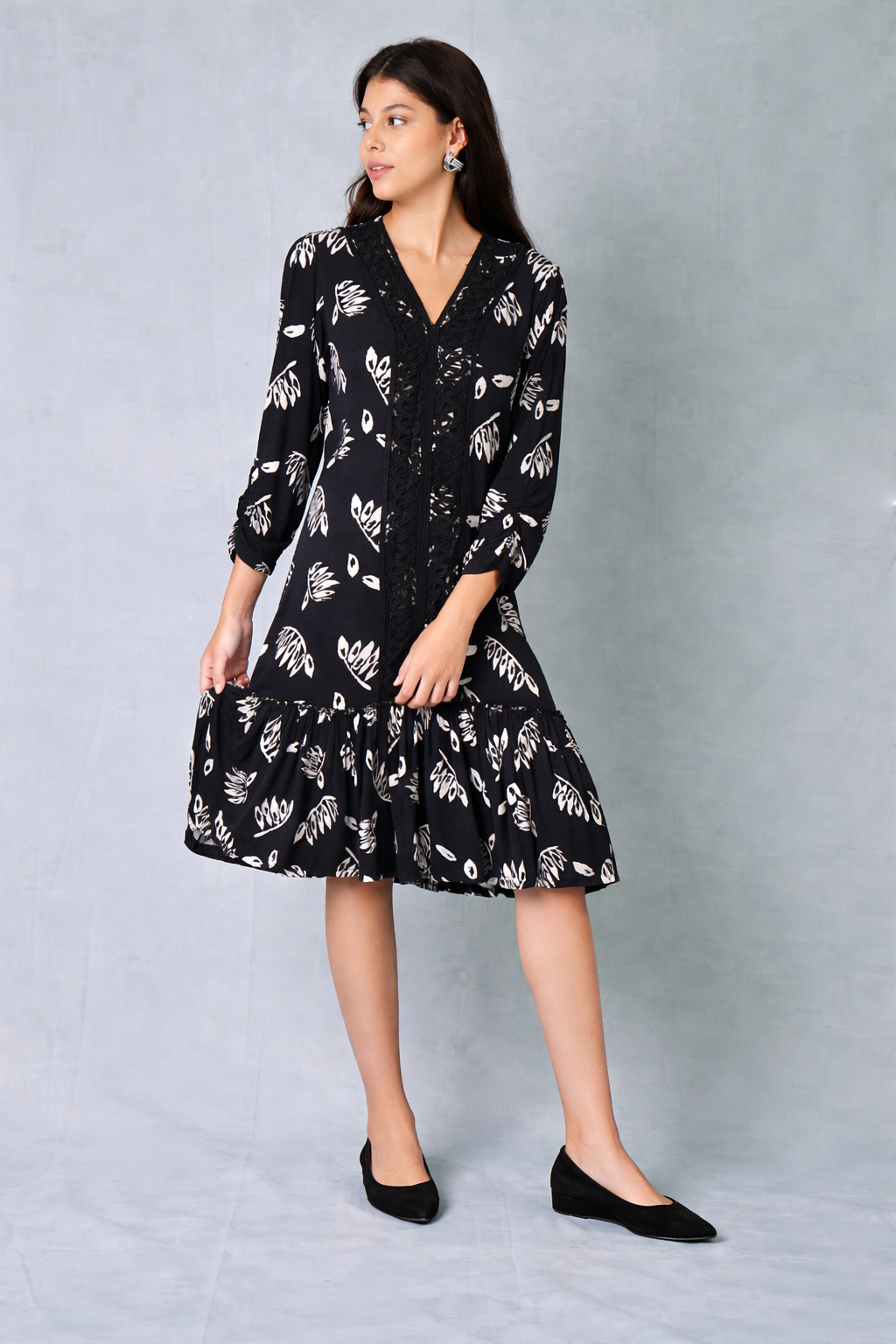 Women Black & White Printed Comfort Fit Dress