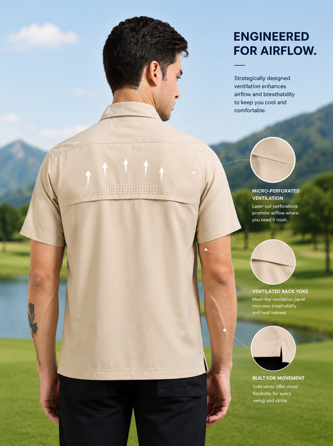 Men Khaki AirFlow Short Sleeve Shirt