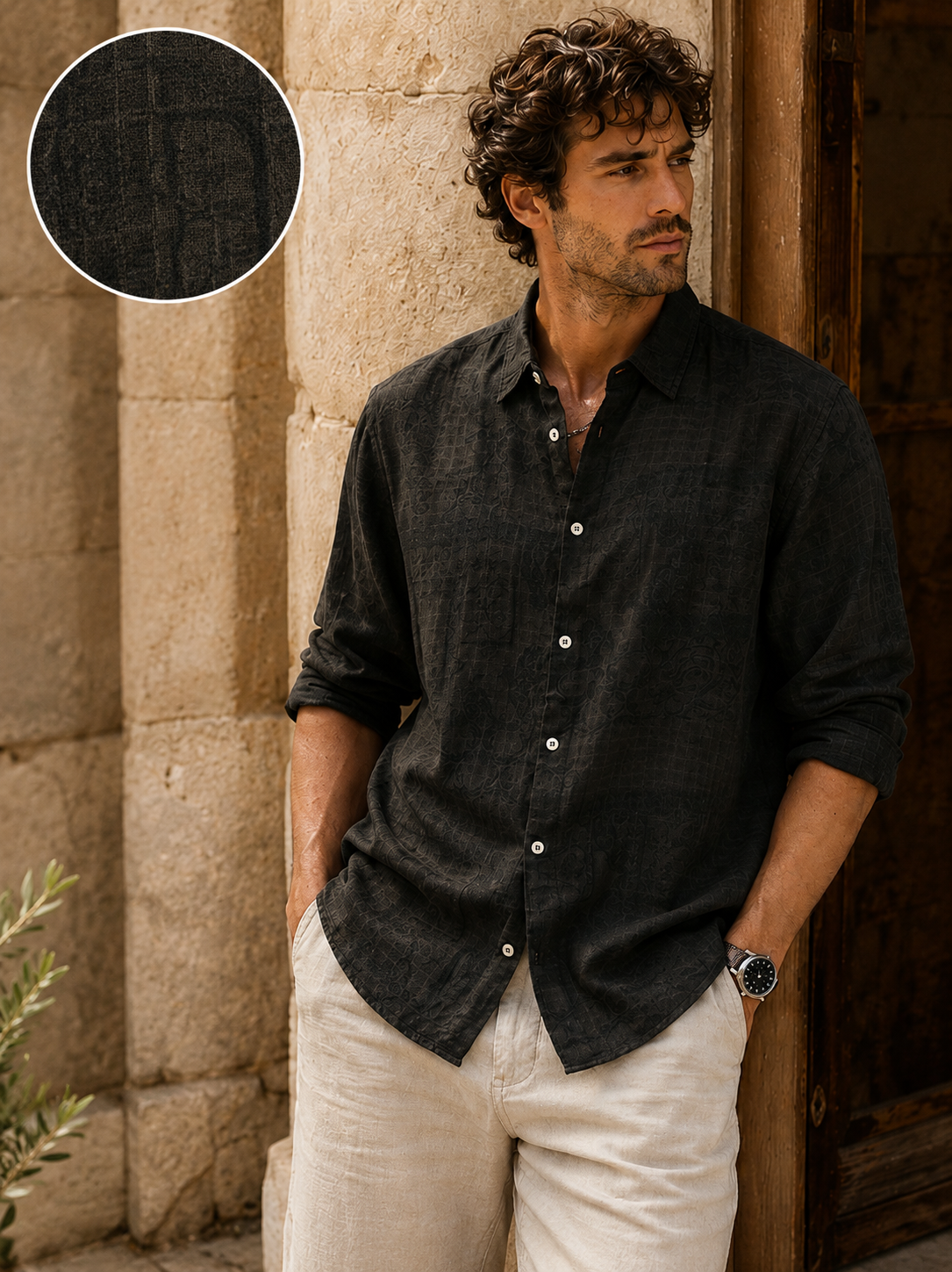 Men Olive Printed Overdyed Shirt