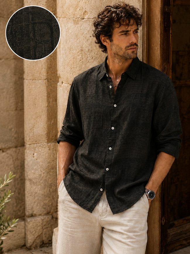 Men Olive Printed Overdyed Shirt