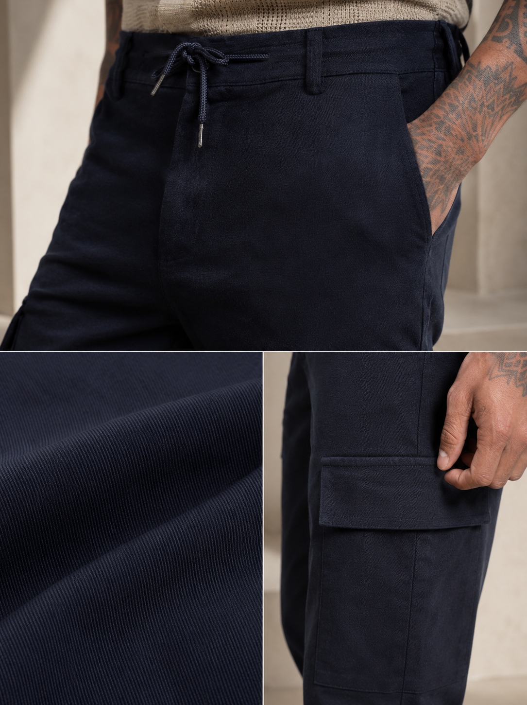 Men Navy Cargo Pants