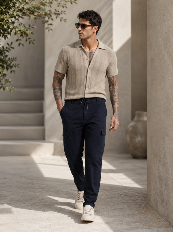 Men Navy Cargo Pants
