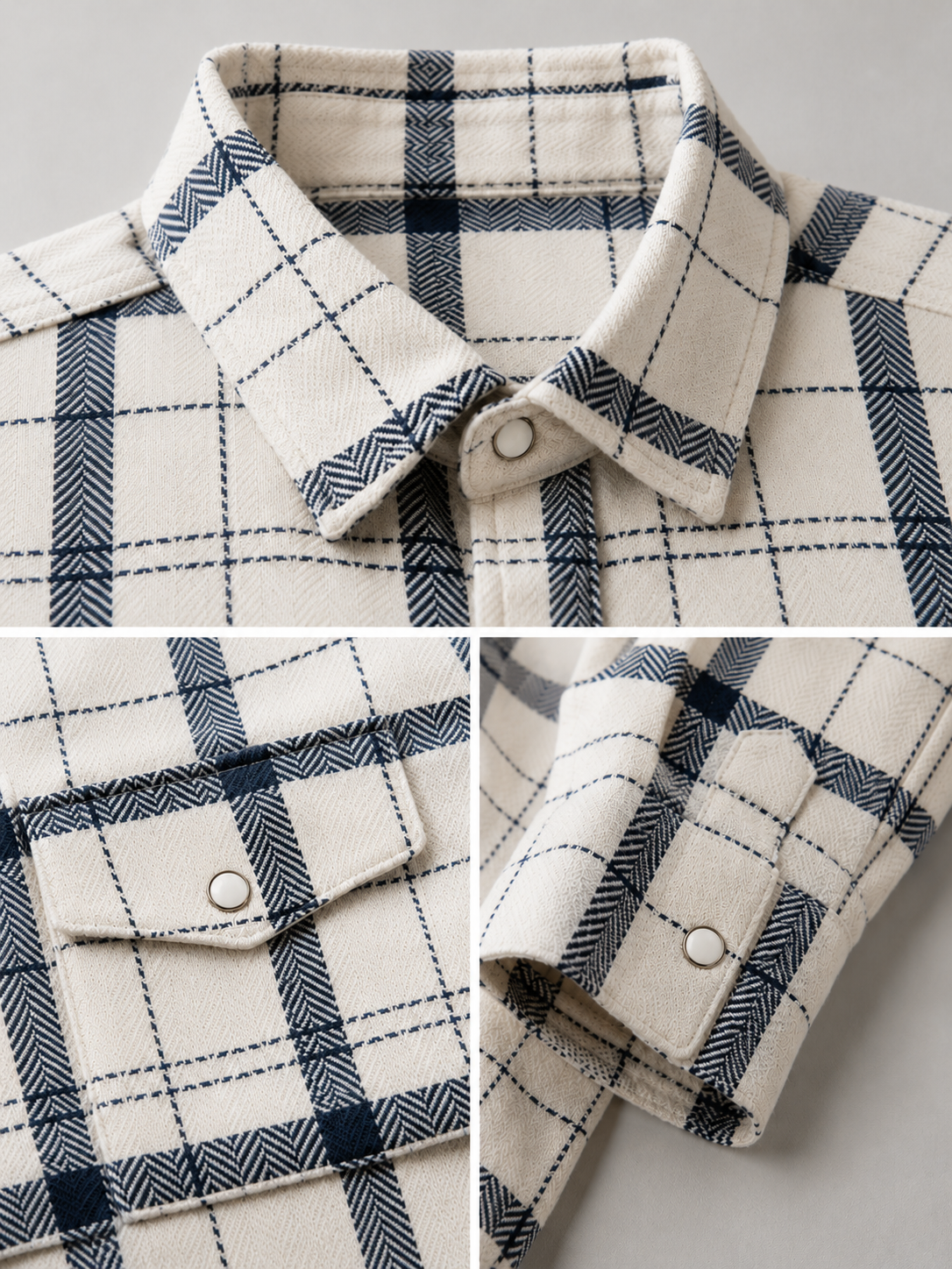 Men White Modern Check Shirt