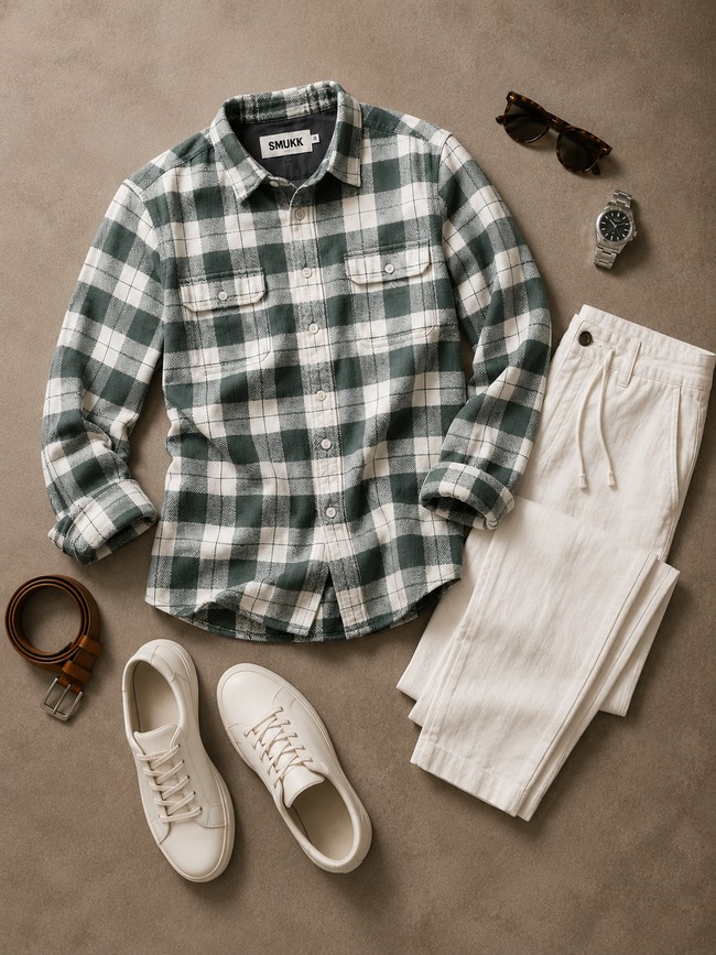 Men Green Urban Check Shirt