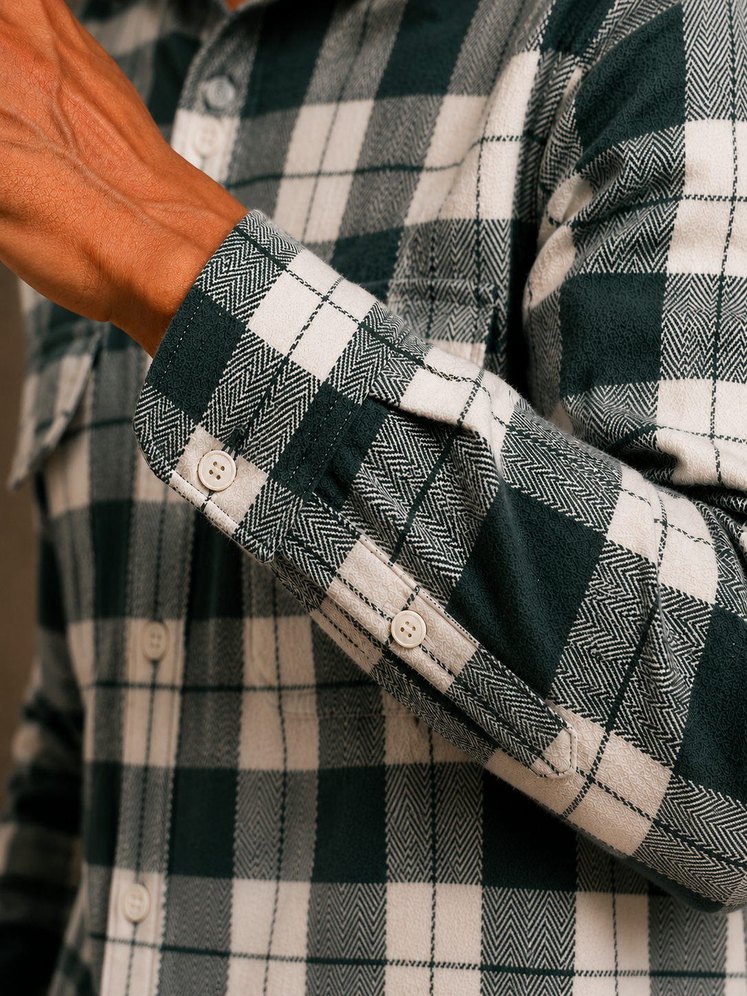 Men Green Urban Check Shirt