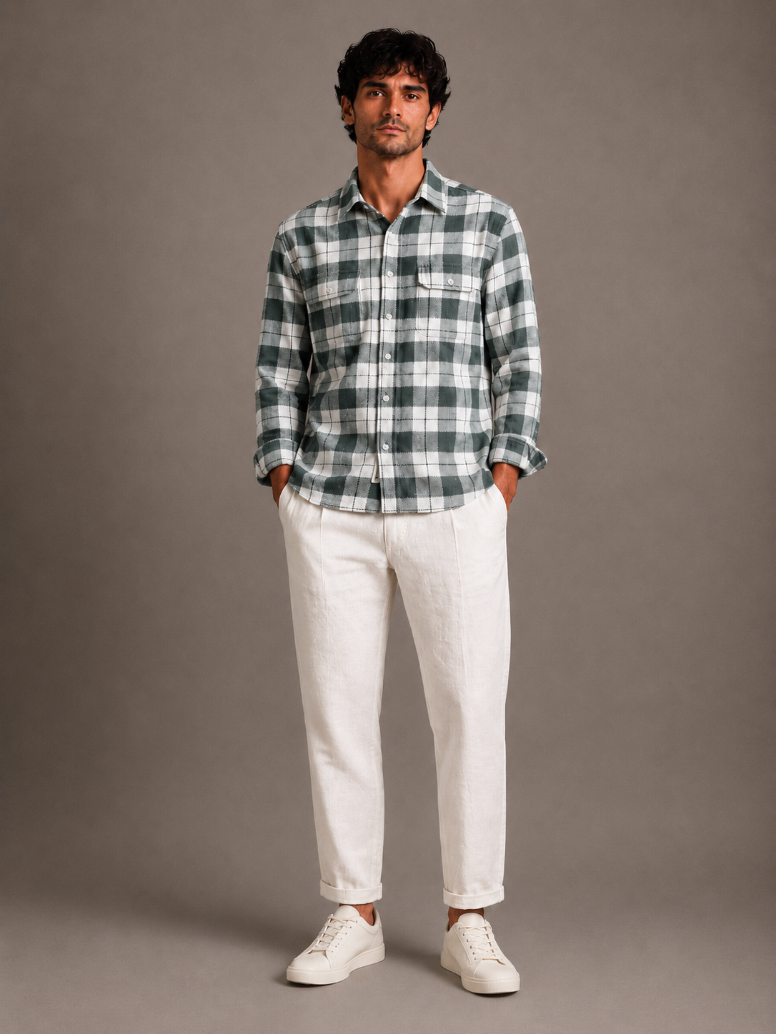 Men Green Urban Check Shirt