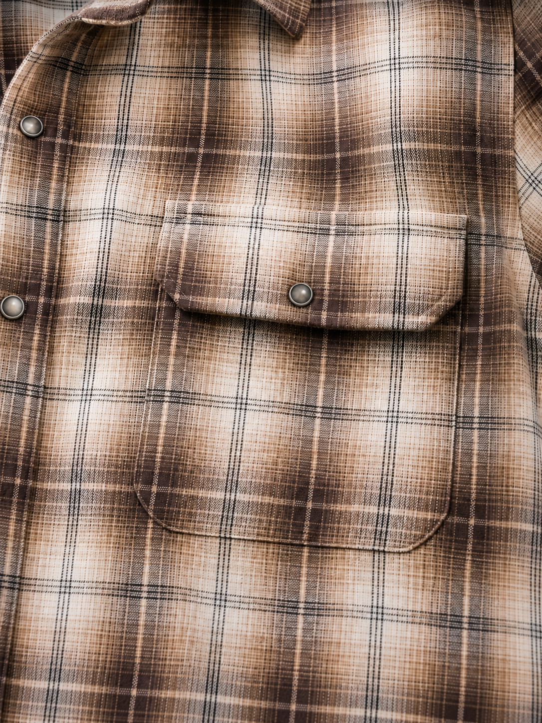Men Brown Utility Plaid Shirt