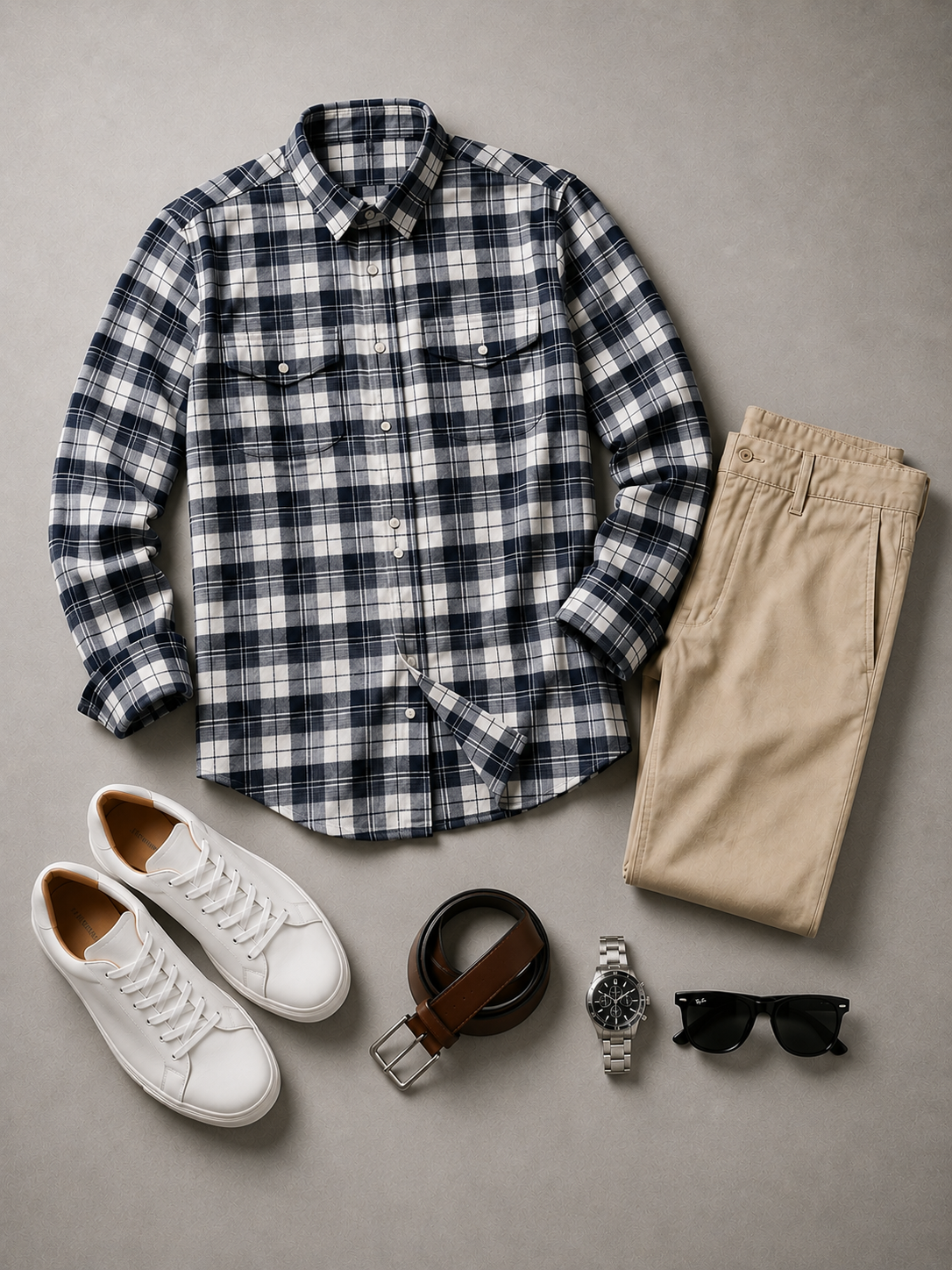 Men Navy Sharp Check Shirt