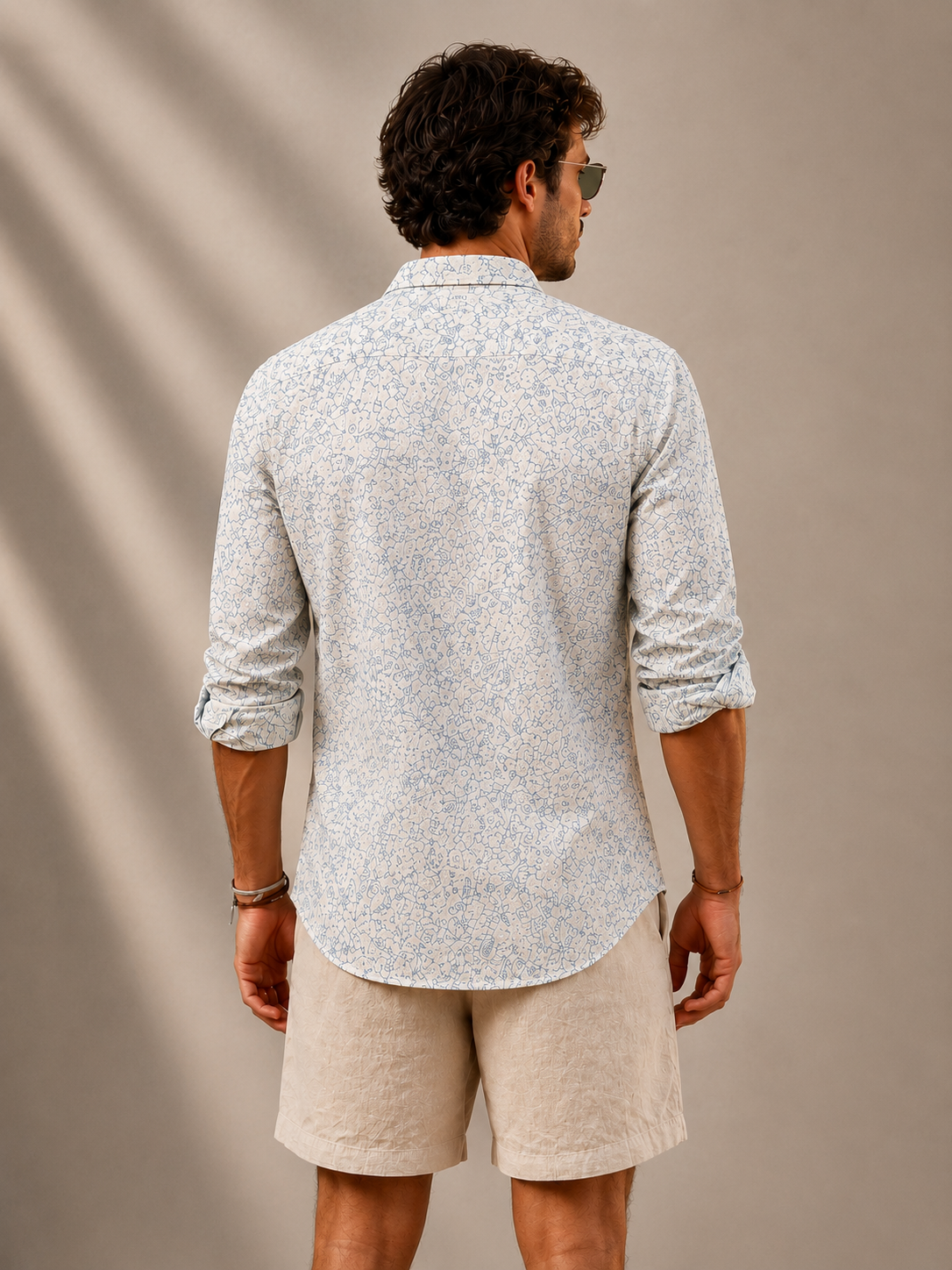 Men Green Floral Sketch Shirt