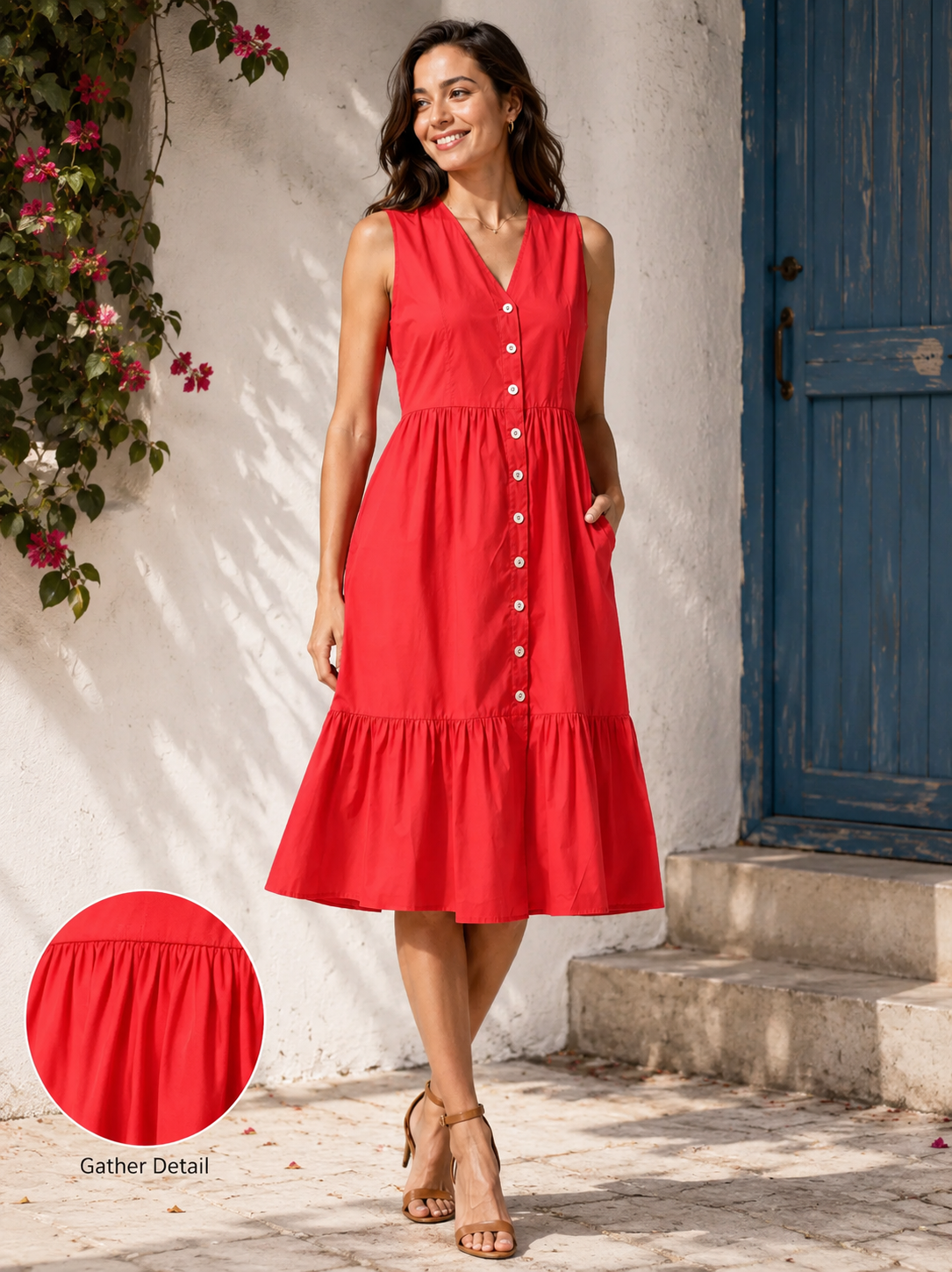 Women Red Fit & Flared Dress