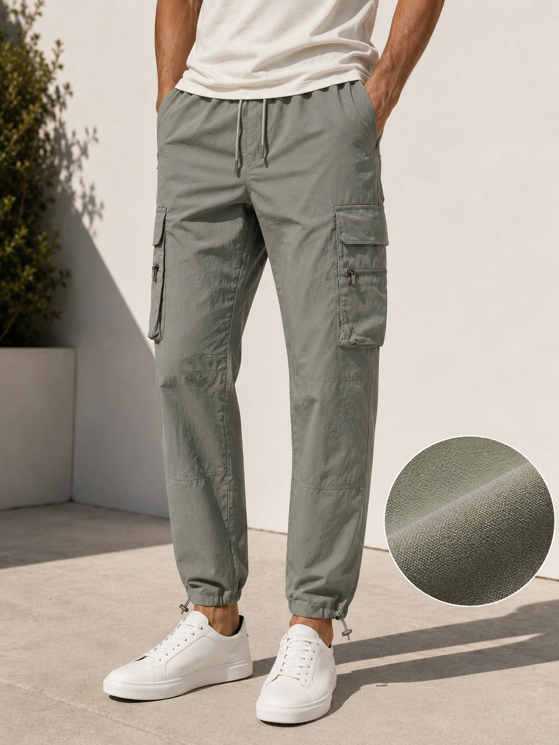 Men Olive Utility Cargo Joggers