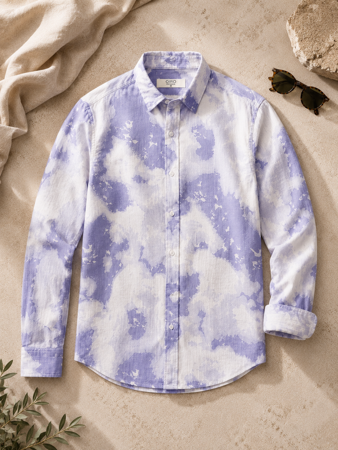 Men Purple Watercolor Print Shirt
