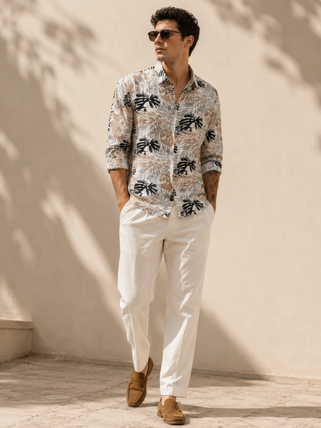 Men Multi Tropical Print Shirt
