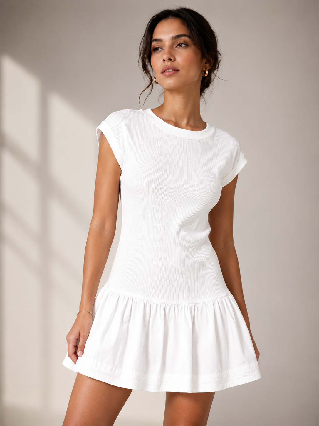 Women White Peplum Dress