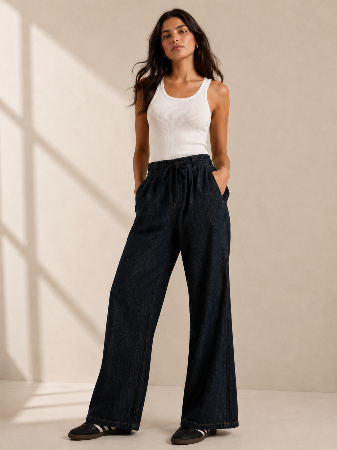 Women Blue Denim Flared Pants