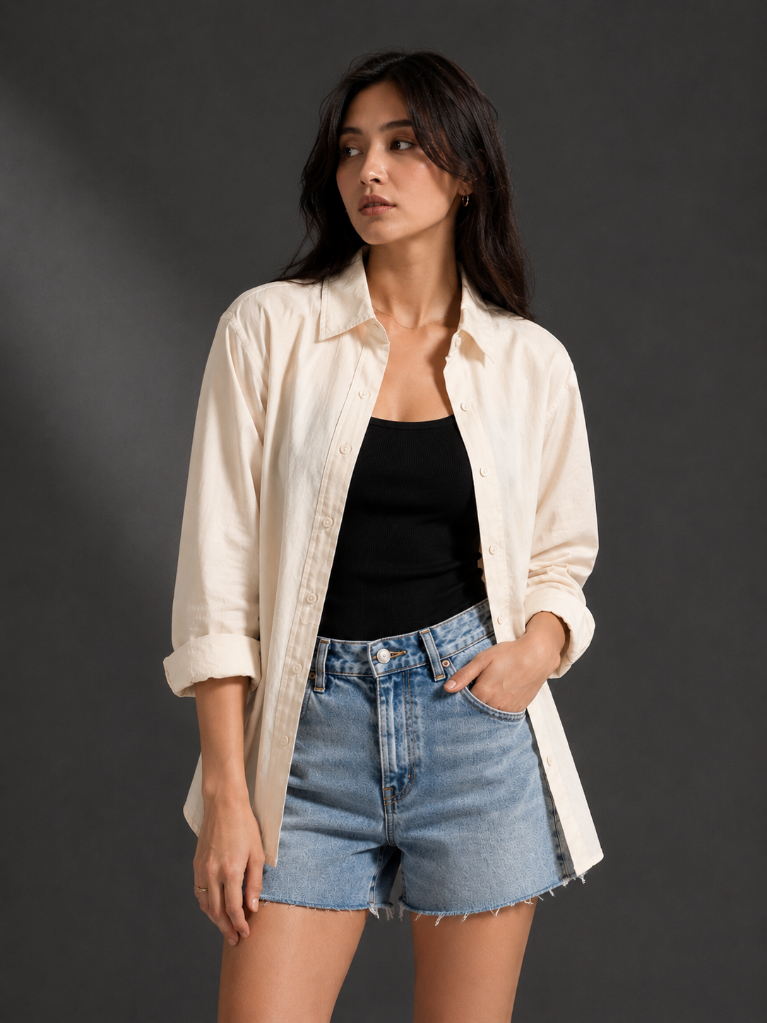 Women Cream Regular Fit Shirt