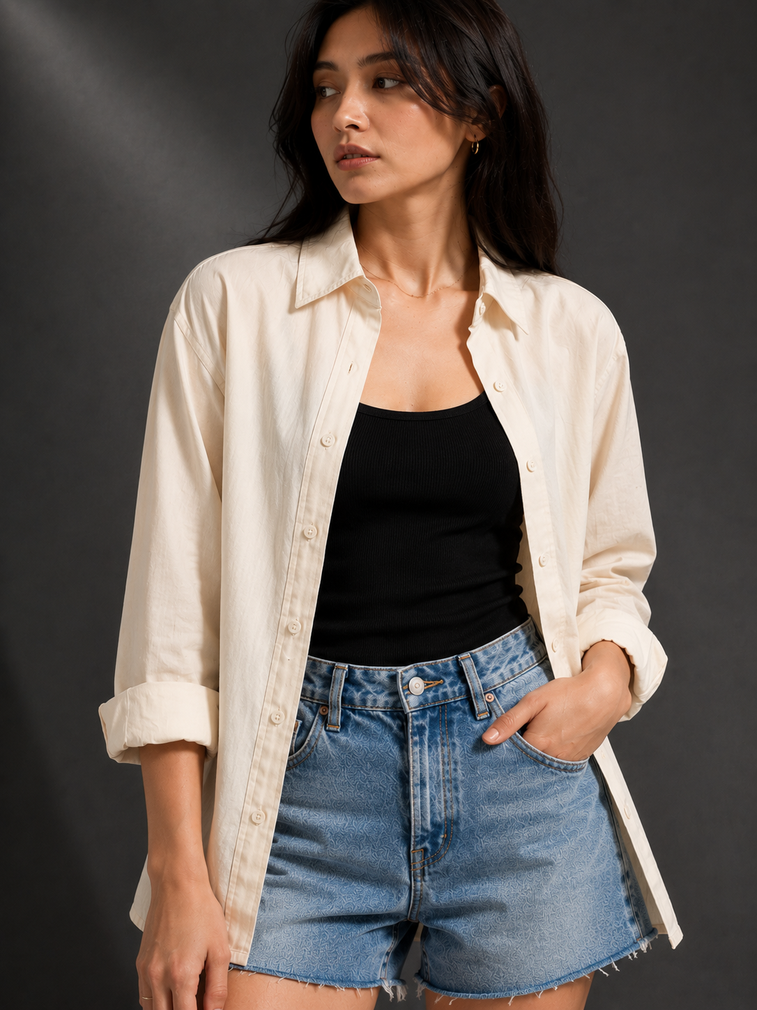 Women Cream Regular Fit Shirt