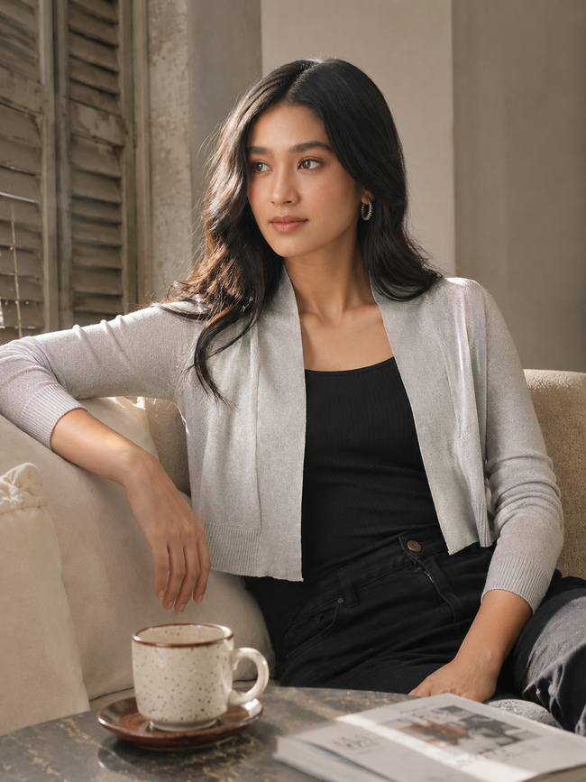 Women Silver Lurex Shrug