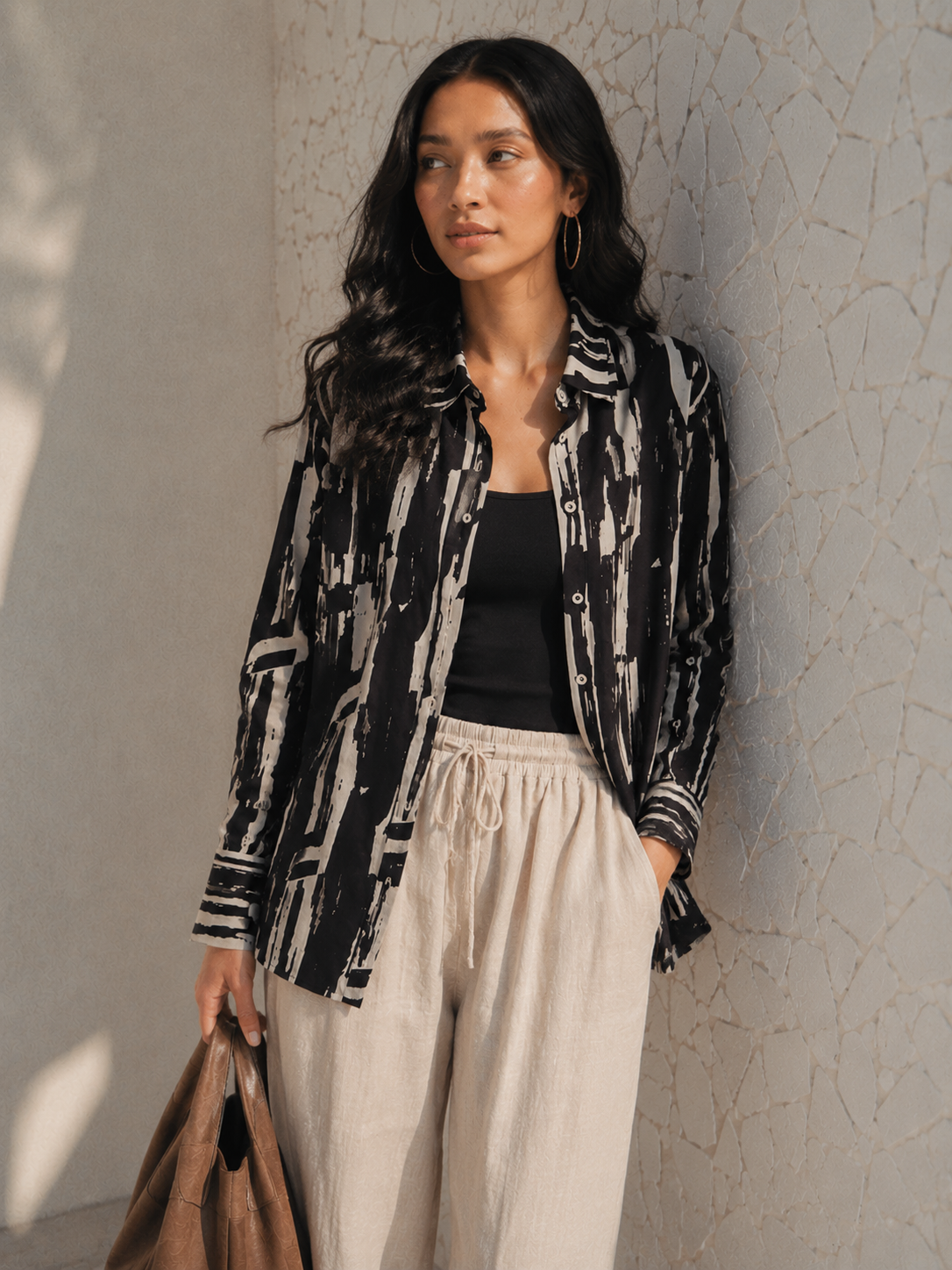 Women Black Printed Regular Fit Shirt