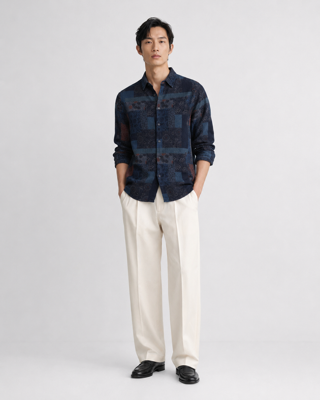 Men Green Multi Patch Print Shirt