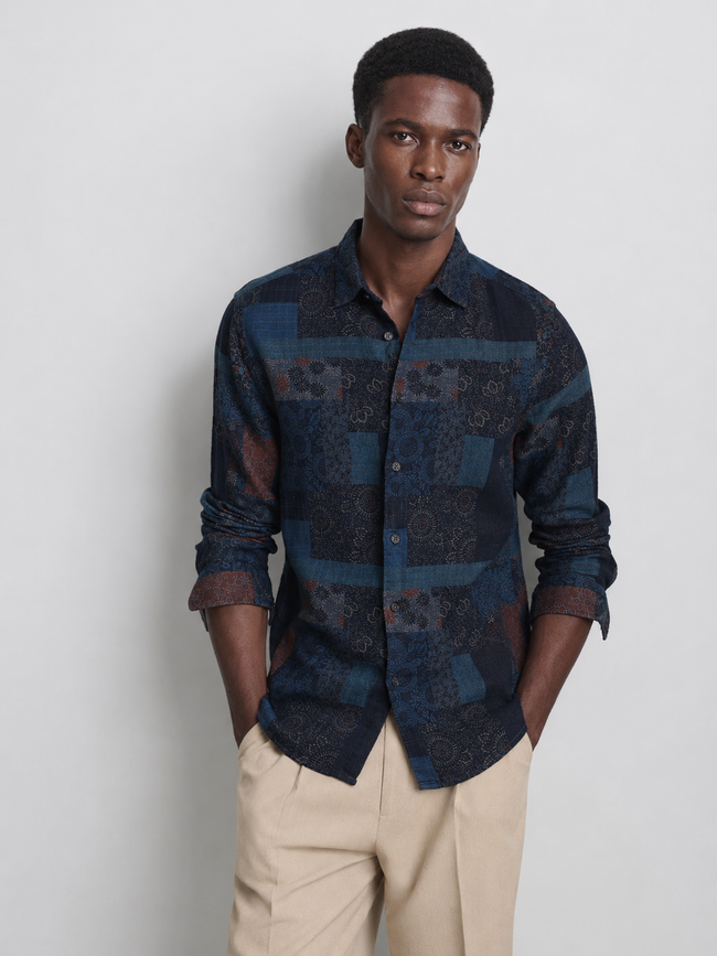 Men Green Multi Patch Print Shirt