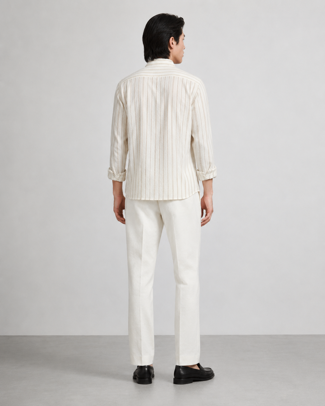 Men Beige Vertical Stripe Shirt