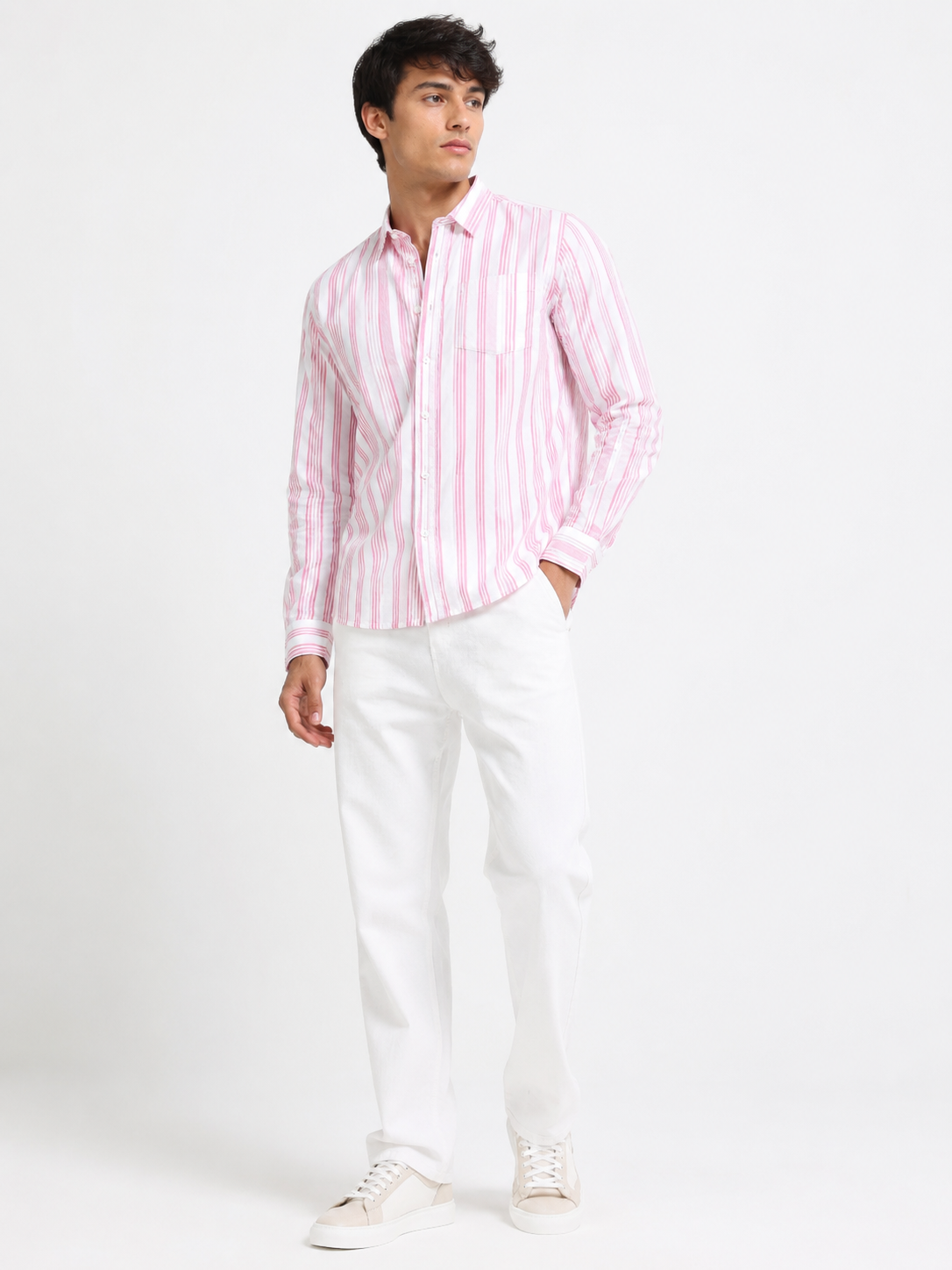 Men Pink & White  Stripe shirt