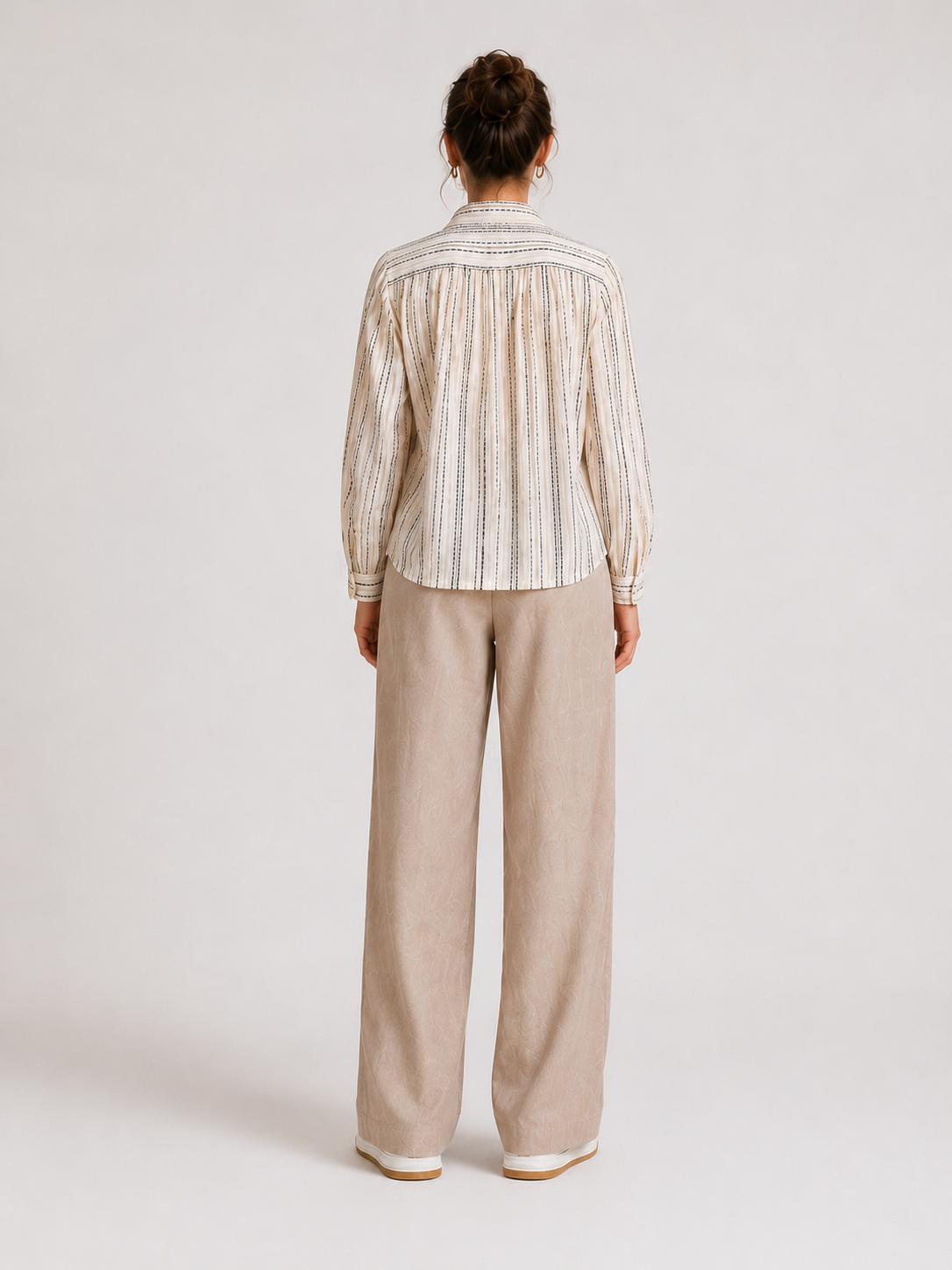 Women Beige Striped Yoke Detail Shirt