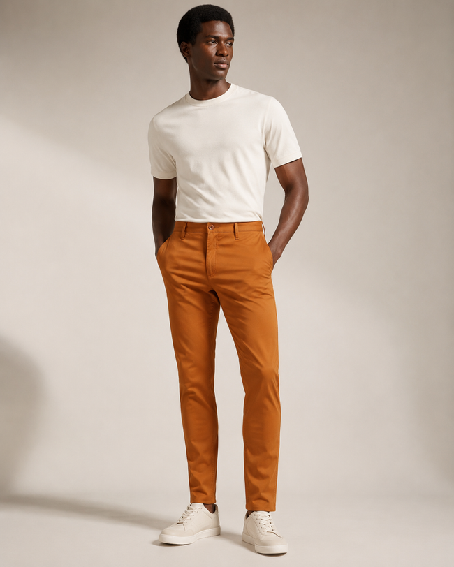 Men Rust Slim Fit Pant