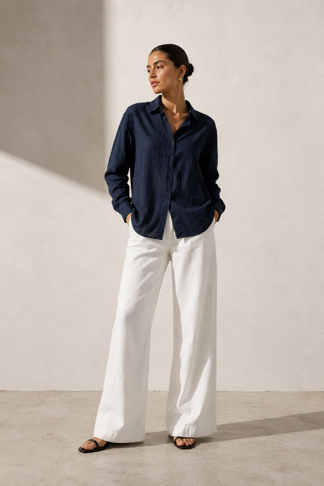 Women Navy Regular Fit Shirt