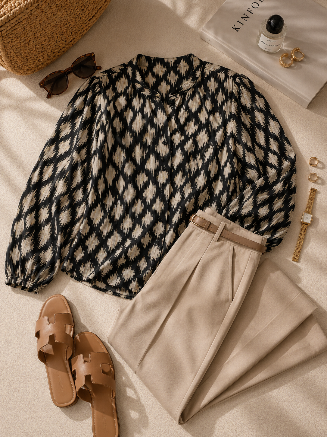 Women Monochrome Ikat Print Shirt