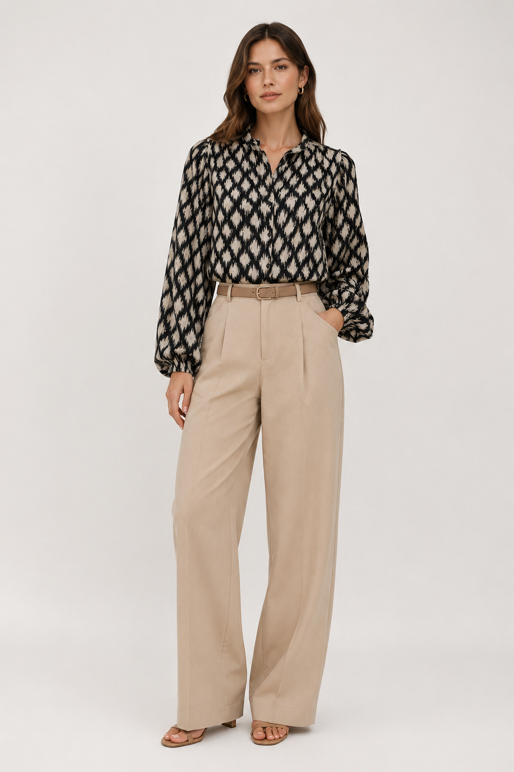 Women Monochrome Ikat Print Shirt