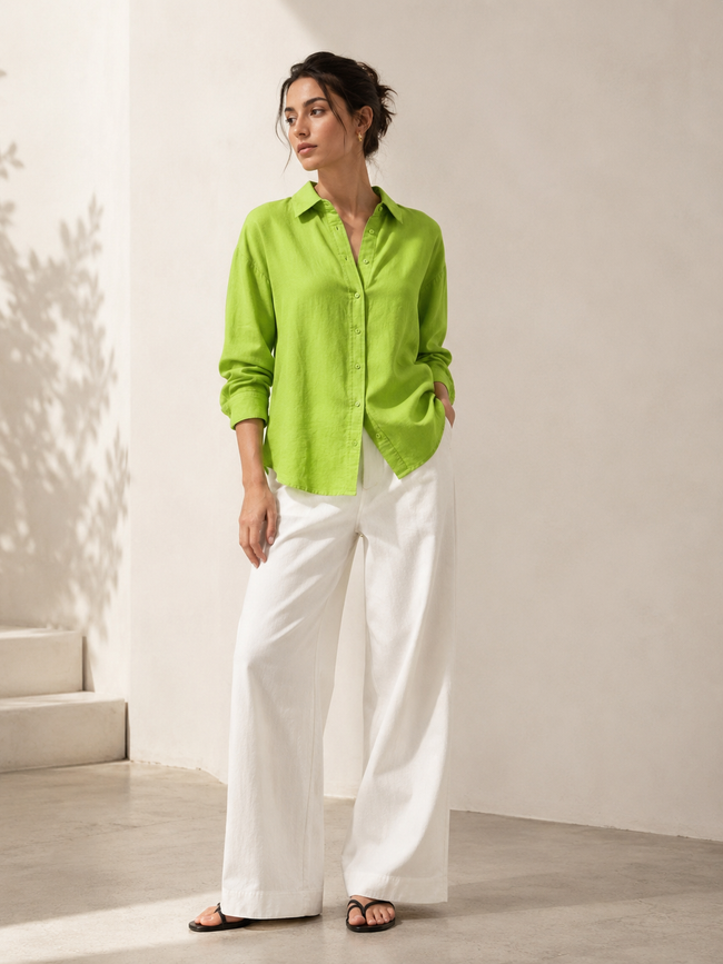 Women Green Oversized Shirt