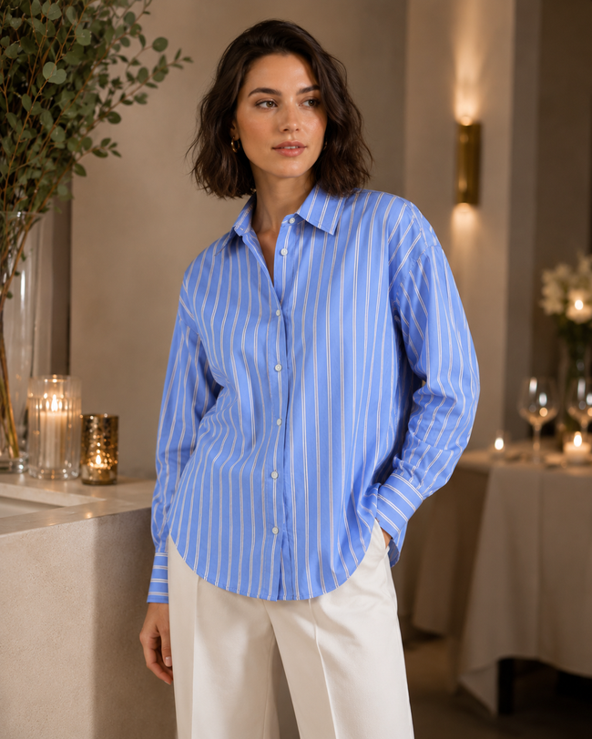 Women Striped Oversized Shirt