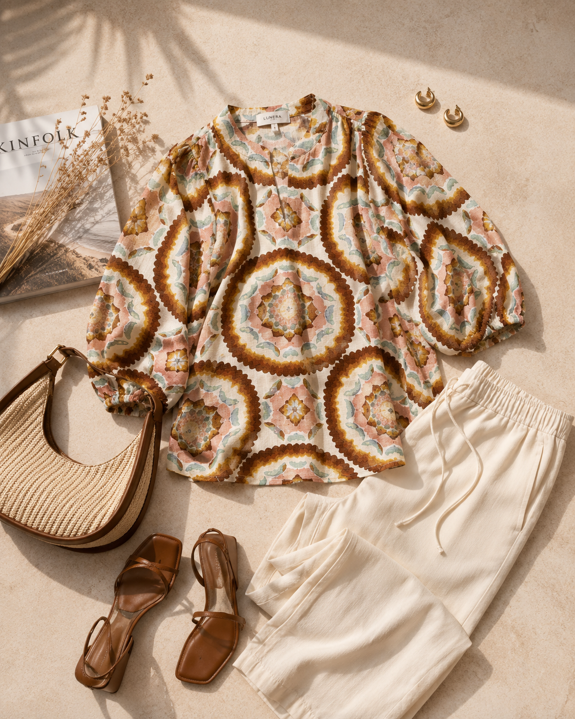 Women Boho Statement Print Relaxed Top