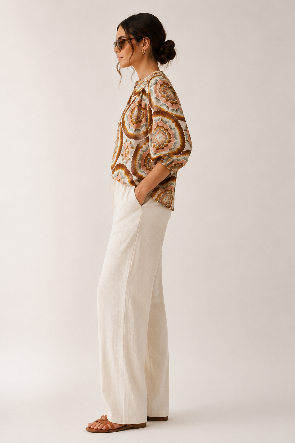 Women Boho Statement Print Relaxed Top