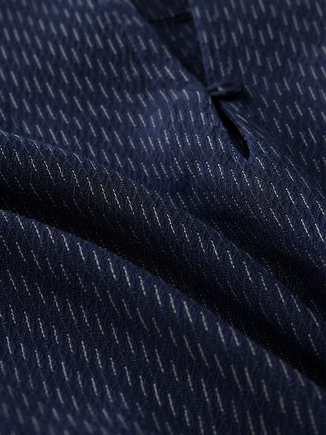 Women Navy Textured Balloon Sleeve Top