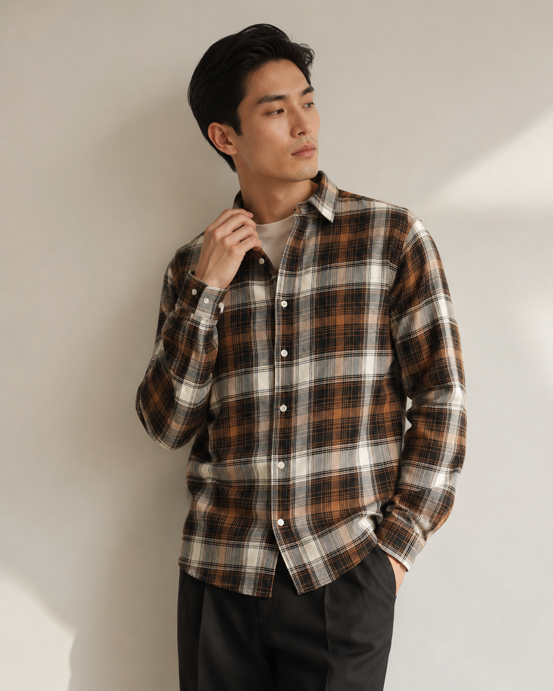 Men Brown Multi Check Shirt
