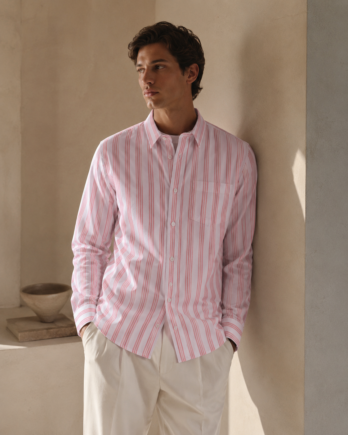 Men Pink & White  Stripe shirt