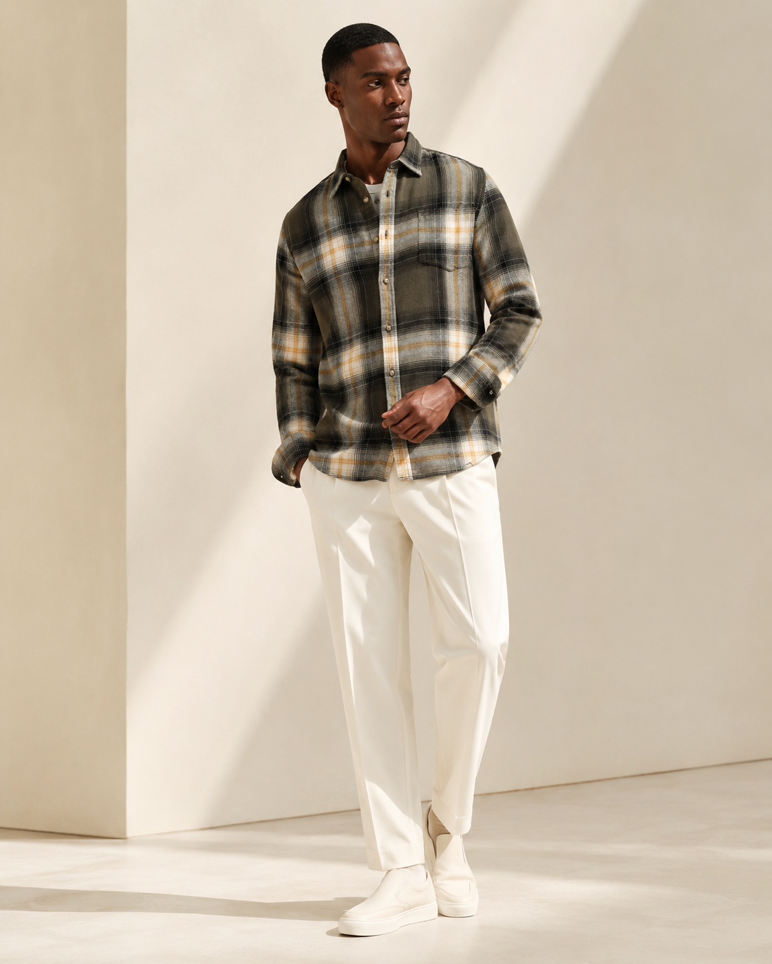 Men Green Multi Check Shirt