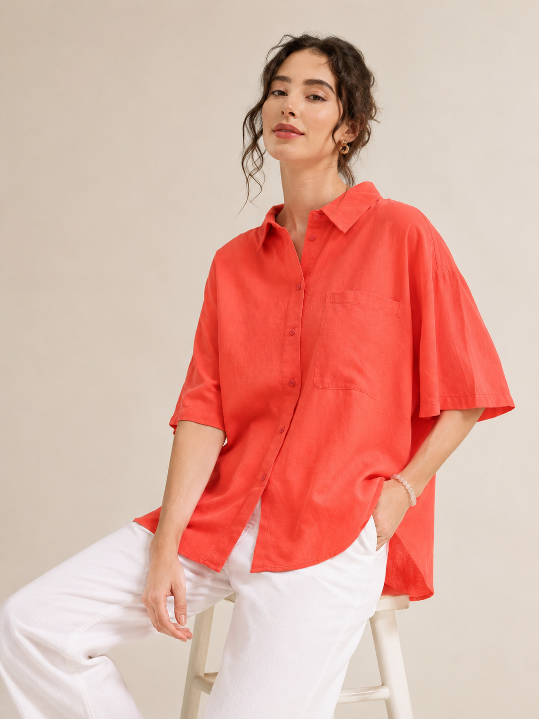 Women Solid Oversized Shirt