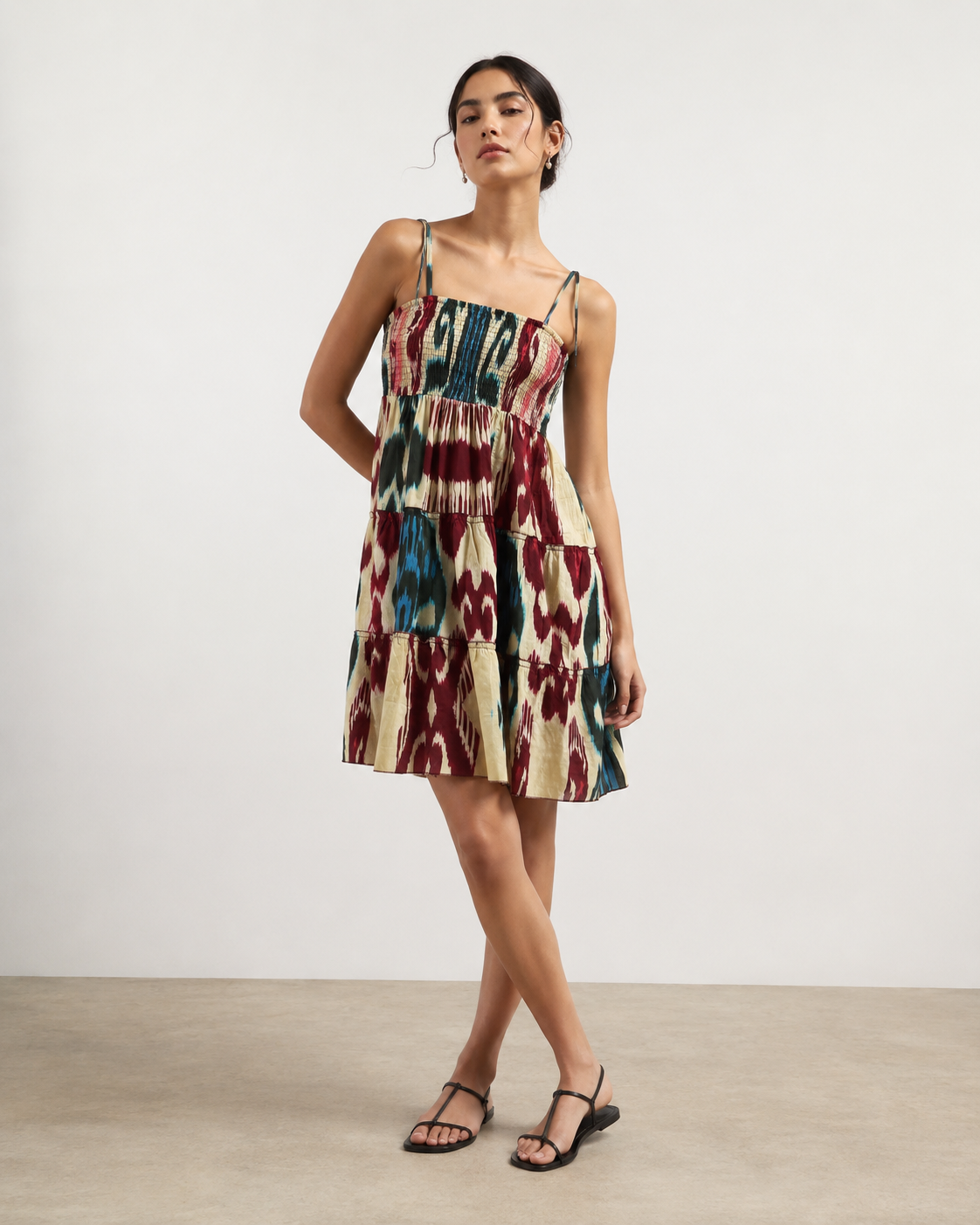 Women Ikat Printed tier dress