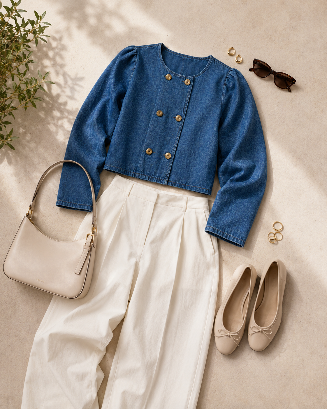 Women Indigo Denim Puff Sleeve Jacket